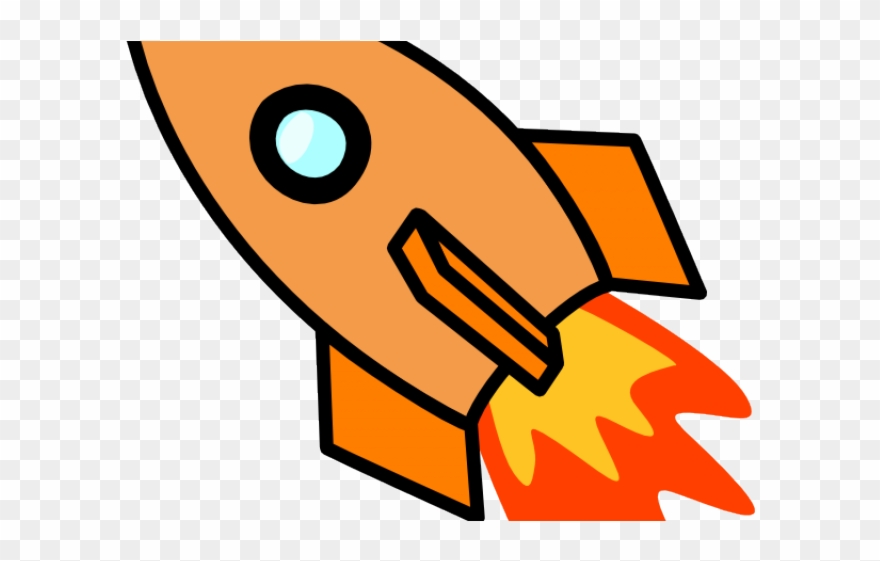 Spaceship Clipart Orange Rocket - Rocket Launch Clip Art - Png Download