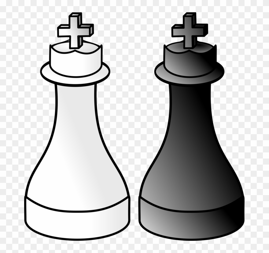 Chess Piece Xiangqi King White And Black In Chess - Black And White Queen Chess Pieces Clipart - Png Download