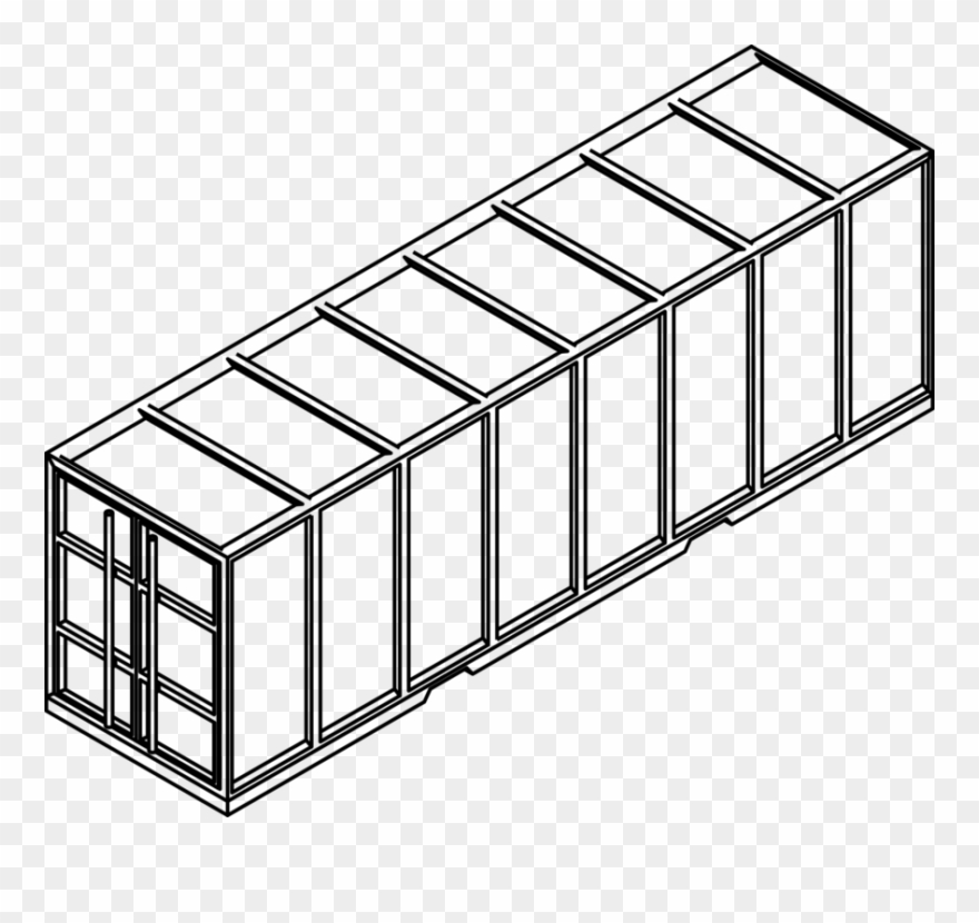 Intermodal Container Shipping Containers Drawing Rubbish - Black And White Container Clipart - Png Download