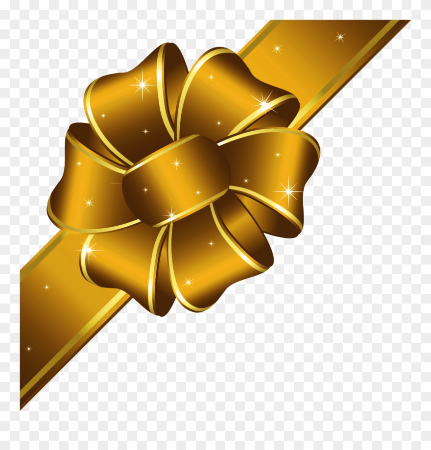 Gold Bow Clipart - Christmas Gold Ribbon Png Transparent Png