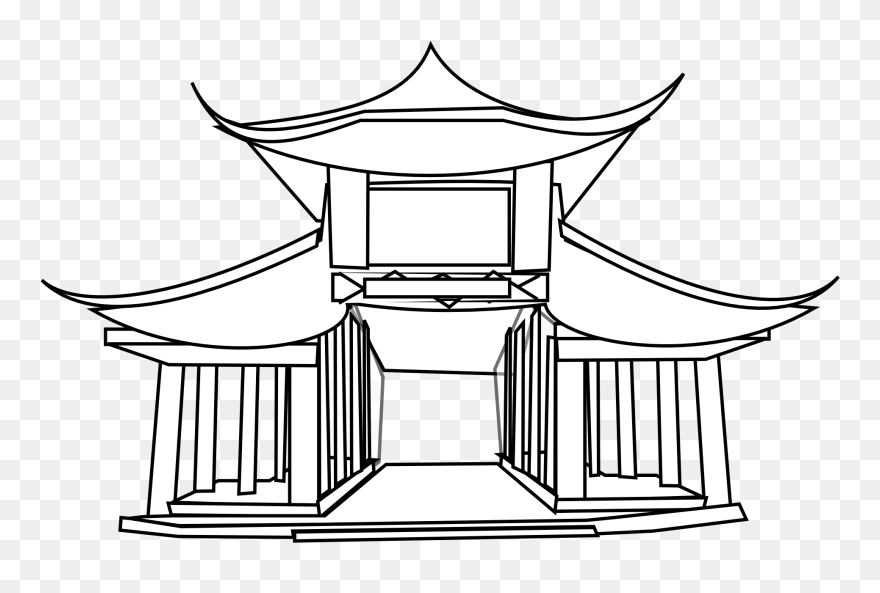 China Clipart Black And White - Chinese Temple Coloring Page - Png Download