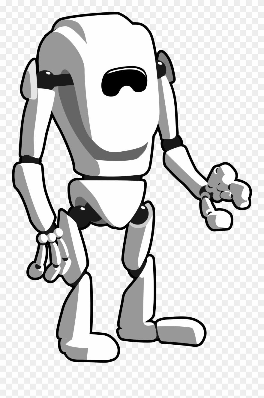 Robot Black White Line Art Geometry Clipartist - Robots In Black And White - Png Download