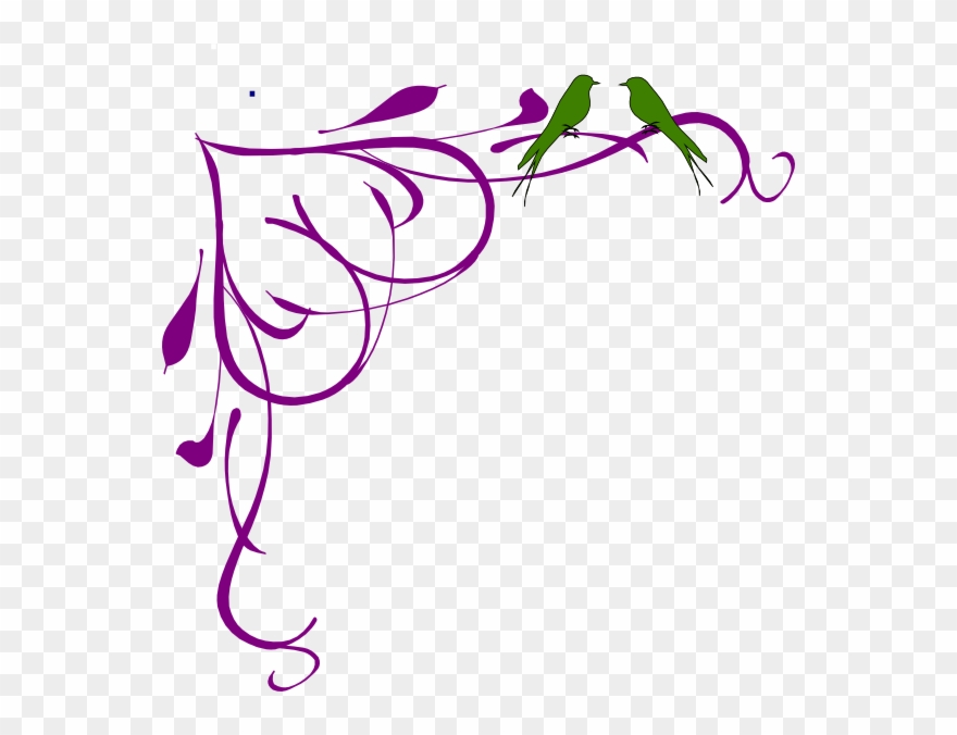 Love Birds Grey Corner Frame Purple Clip Art - Clip Art Bingkai Love - Png Download