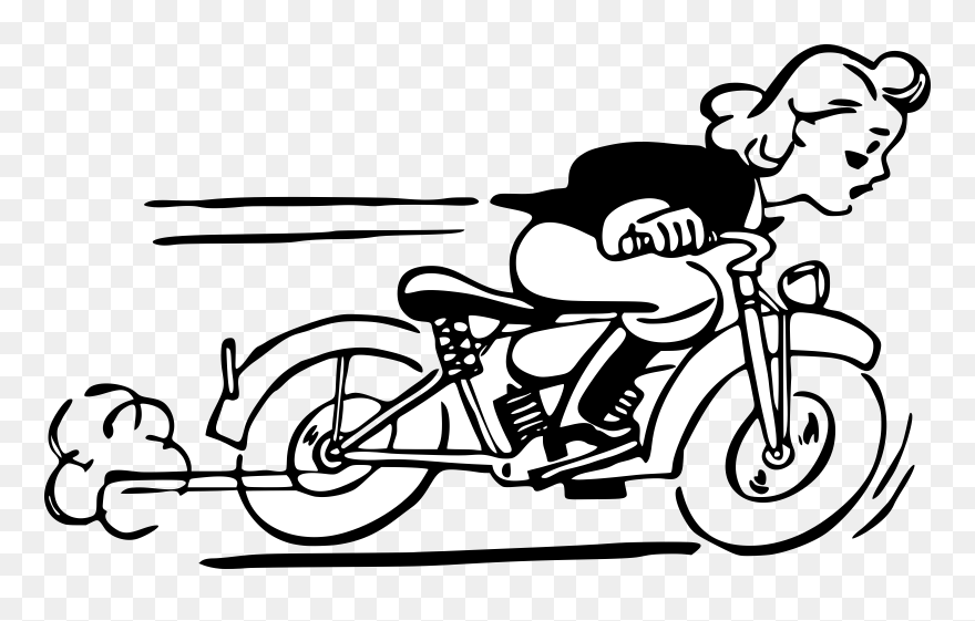 Motorcycle Harley-davidson Bicycle Woman Driving - Fast Motorcycle Clipart Black And White - Png Download