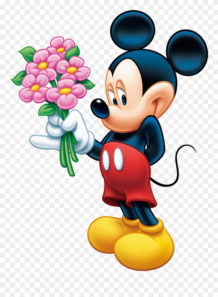 Good Afternoon To You All,yes L - Mickey Mouse With Flowers Clipart