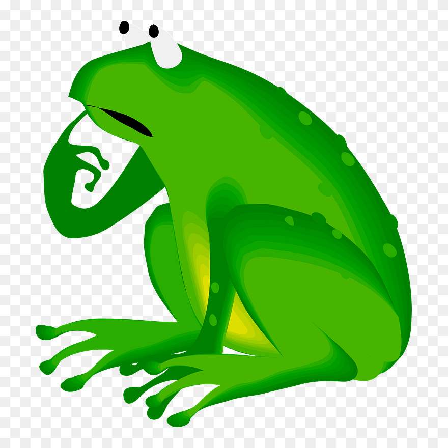 Green Frog Cartoon Clip Art - Frog Thinking - Png Download
