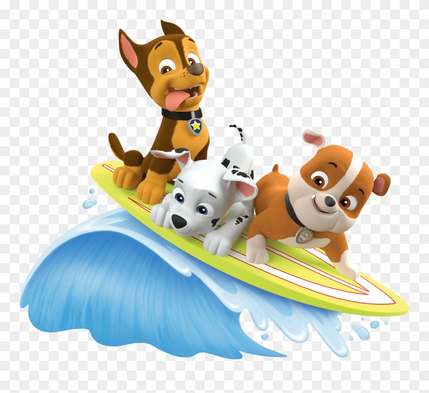 Surf With Rubble Marshall Paw Patrol Clipart Png - Nickelodeon Paw Patrol Out Transparent Png