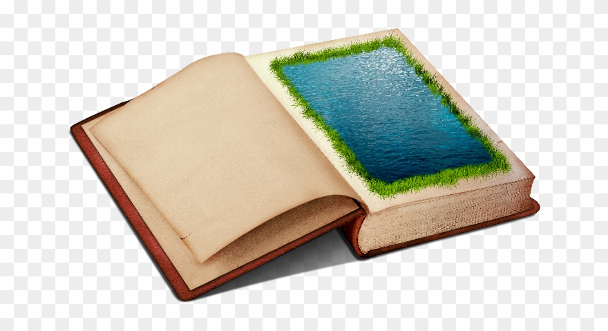 Open Book Png Clipart With Water Page And Grass Border - Royalty-free Transparent Png