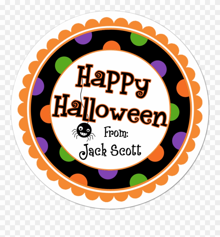 Happy Halloween Wide Polka Dot Border Personalized - Happy Halloween Halloween Stickers Clipart