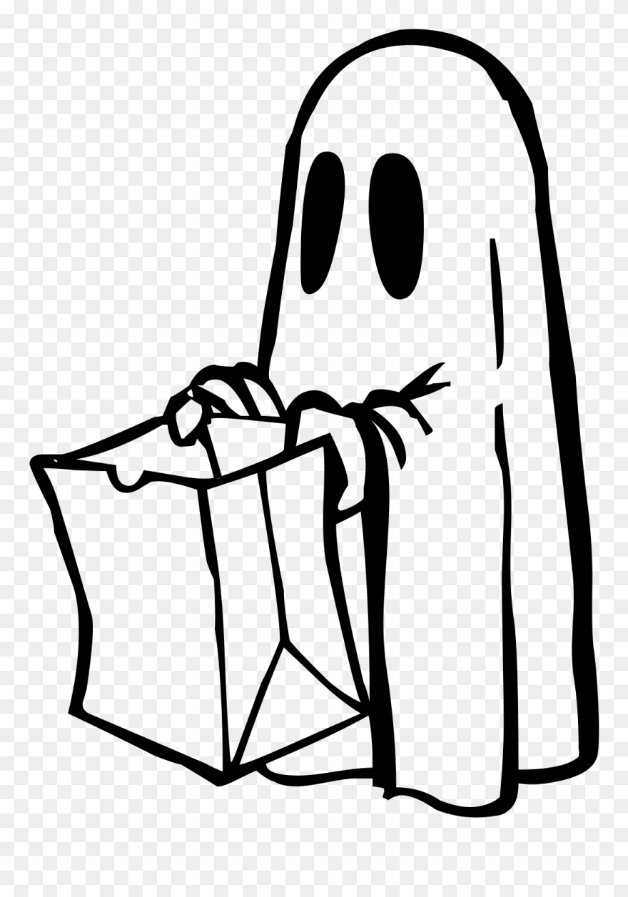 Ghost Clip Art Black And White - Ghost Trick Or Treat - Png Download
