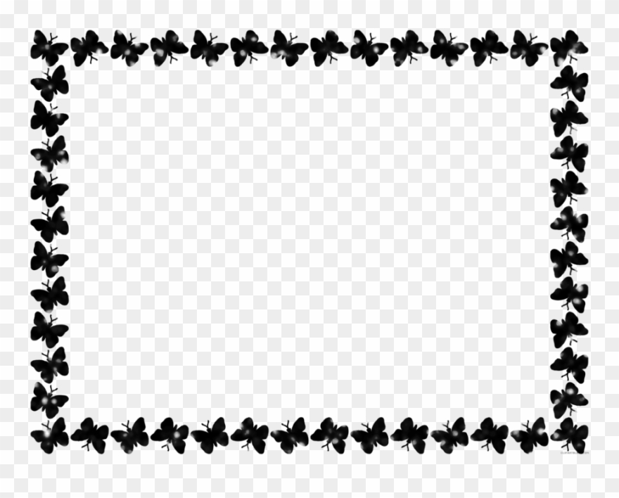Butterfly Black And White Border Clipart Butterfly - Black And White Frame - Png Download