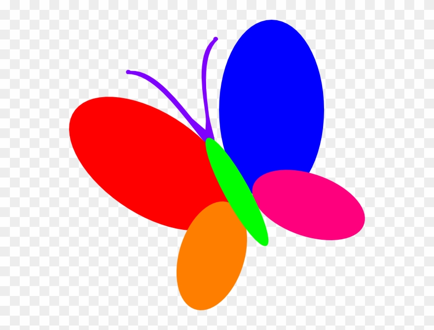 Multi Butterfly Clip Art - Multi Colours Png Vectors Transparent Png