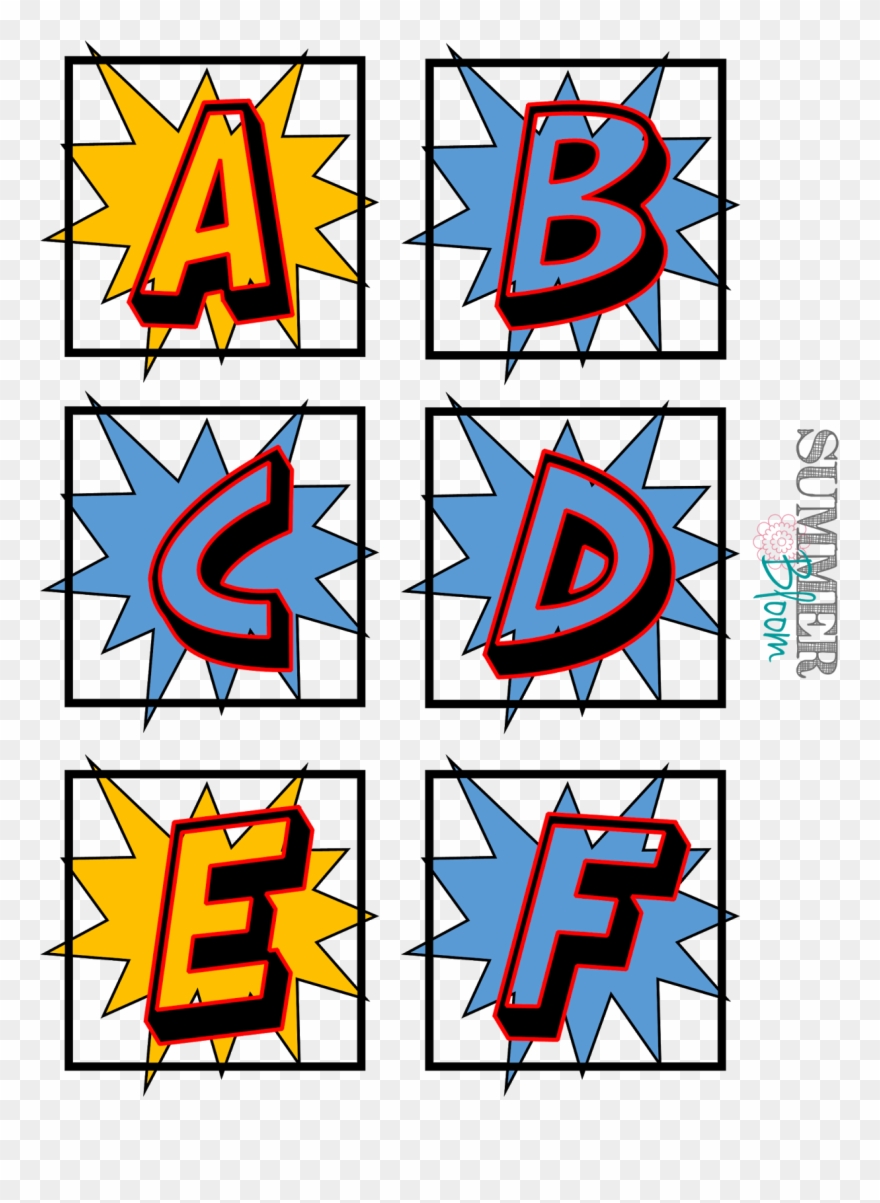 Free Font Download Clip Art On Party - Superhero Alphabet Letter Templates - Png Download