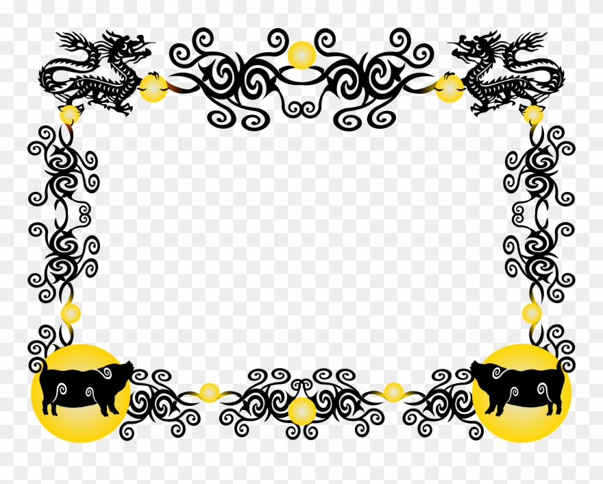 Chinese New Year Pig Borders Clipart - Dragon Border Clip Art - Png Download
