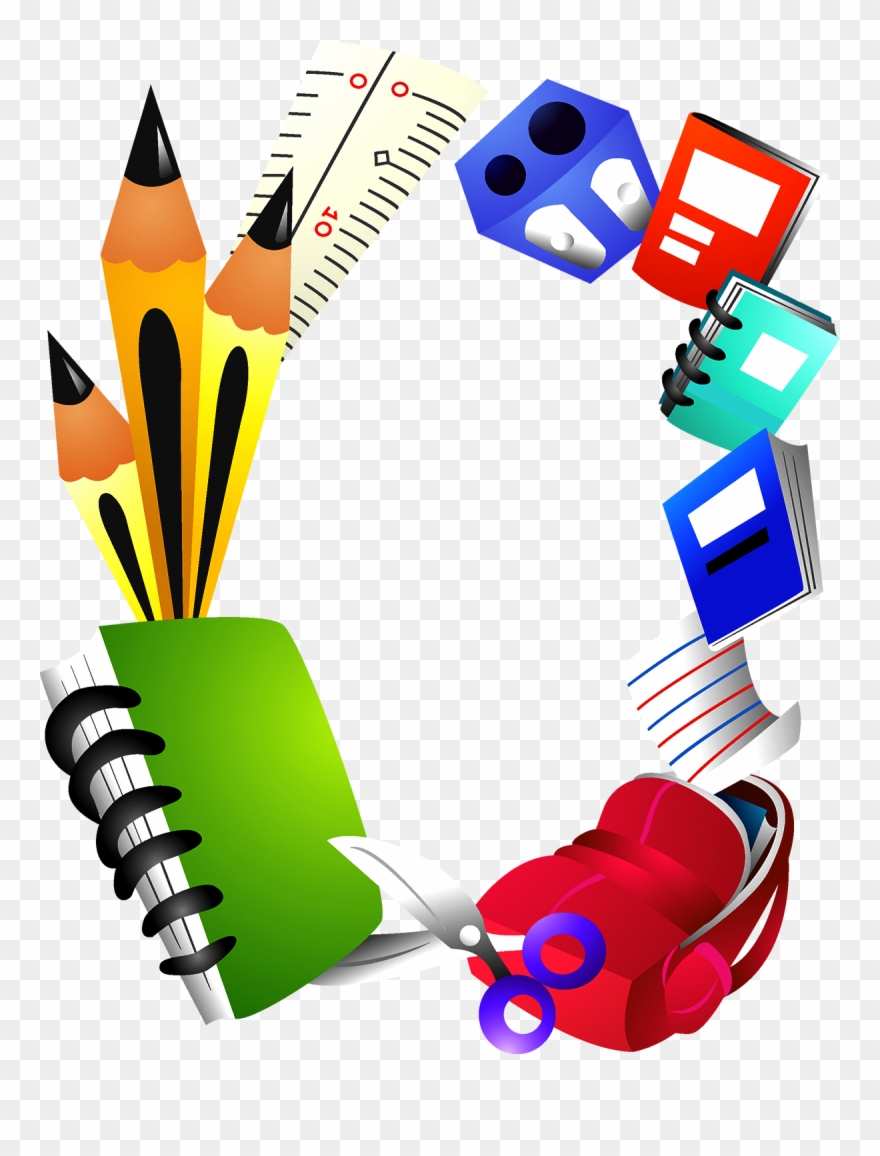 School Supplies Border Clipart Royalty Free Library - School Borders And Frames - Png Download