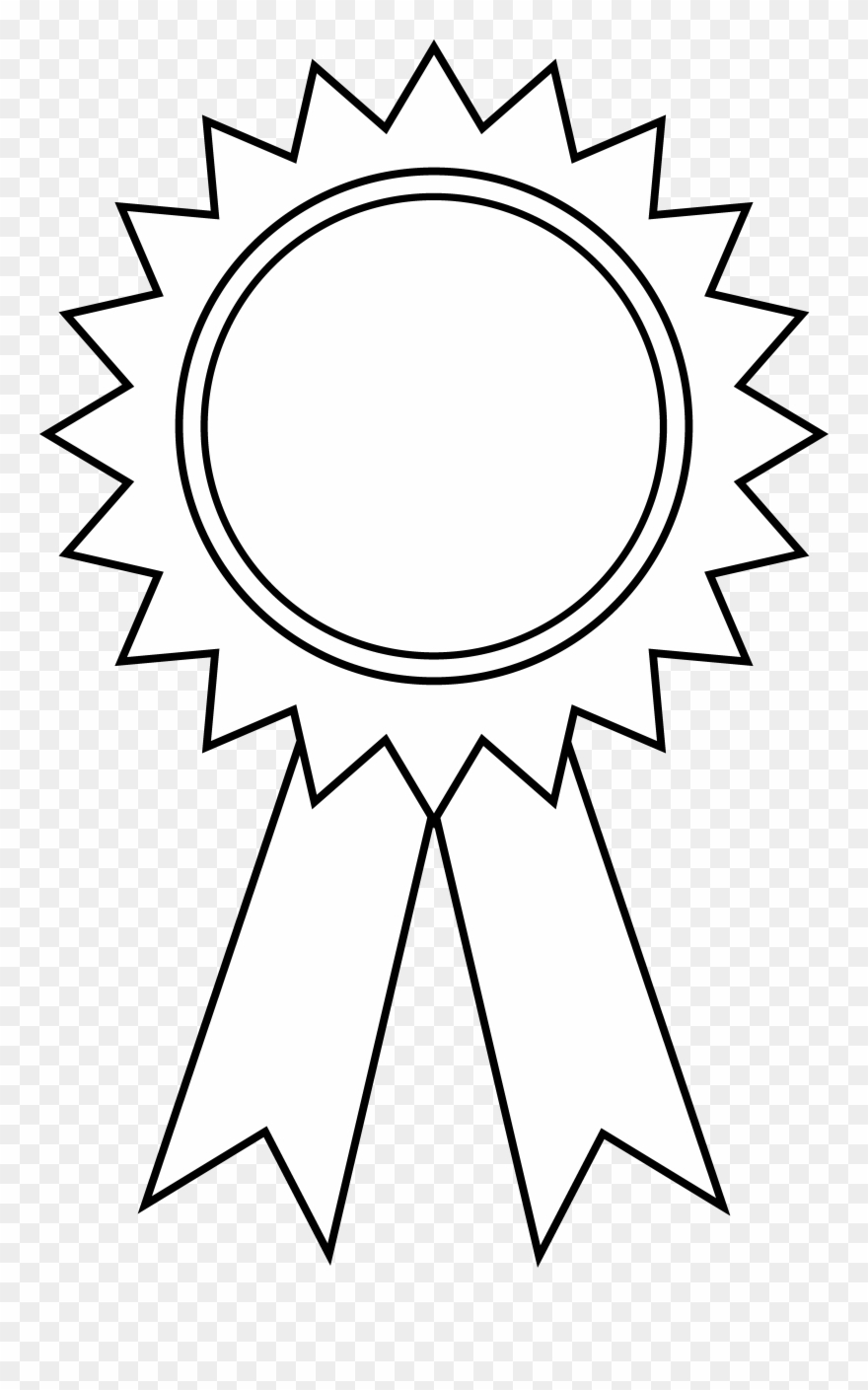 Award Ribbon Outline Free Clip Art Coloring Page Prize - Award Ribbon Clipart Black And White - Png Download