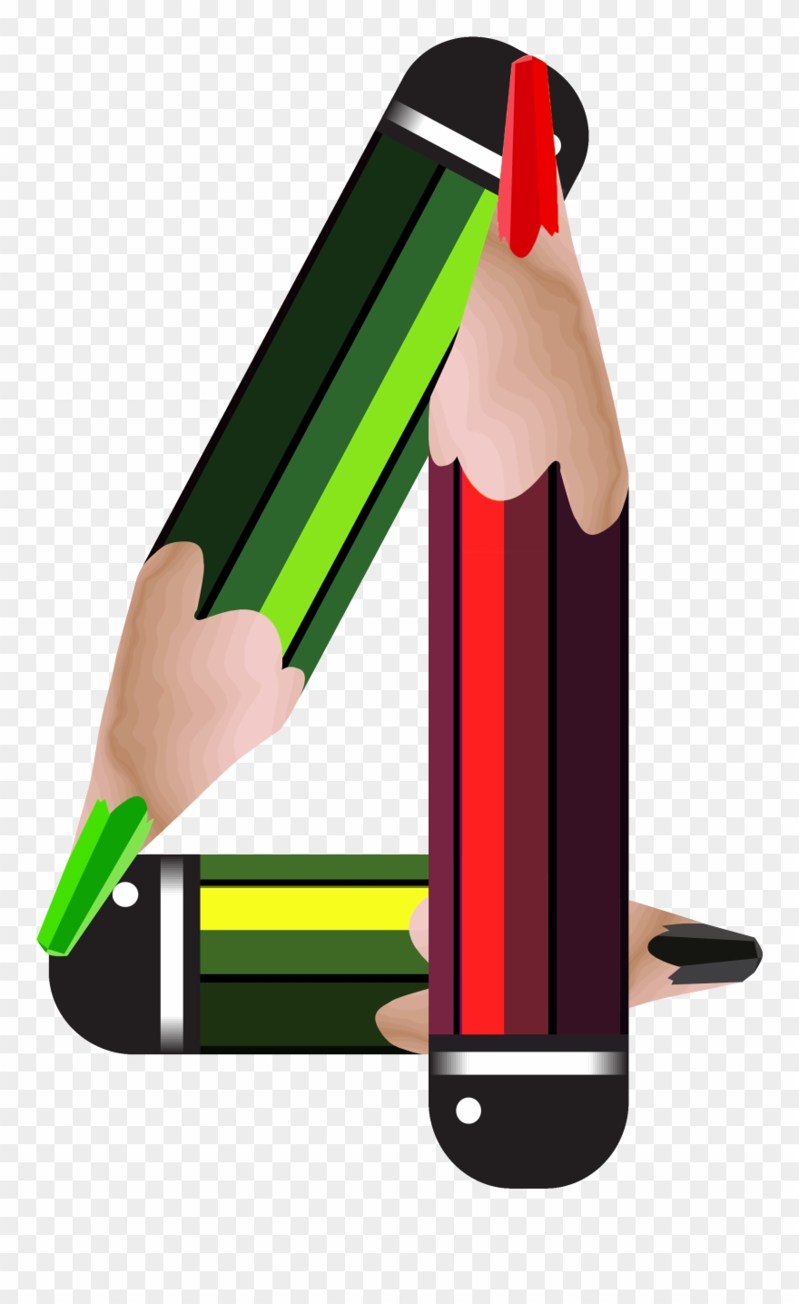 Pencil Clipart Four - Pencil Numbers Clipart - Png Download