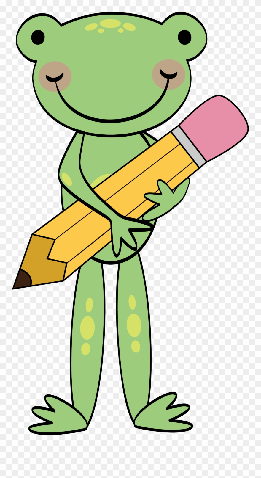 Pencil Clipart Frog - Frog With Pencil - Png Download