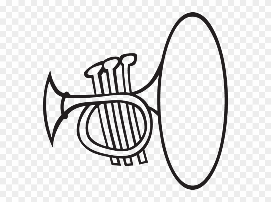 Cartoon French Horn Trumpet Tattoo, Chalkboard Decor, - Trumpet Clip Art - Png Download
