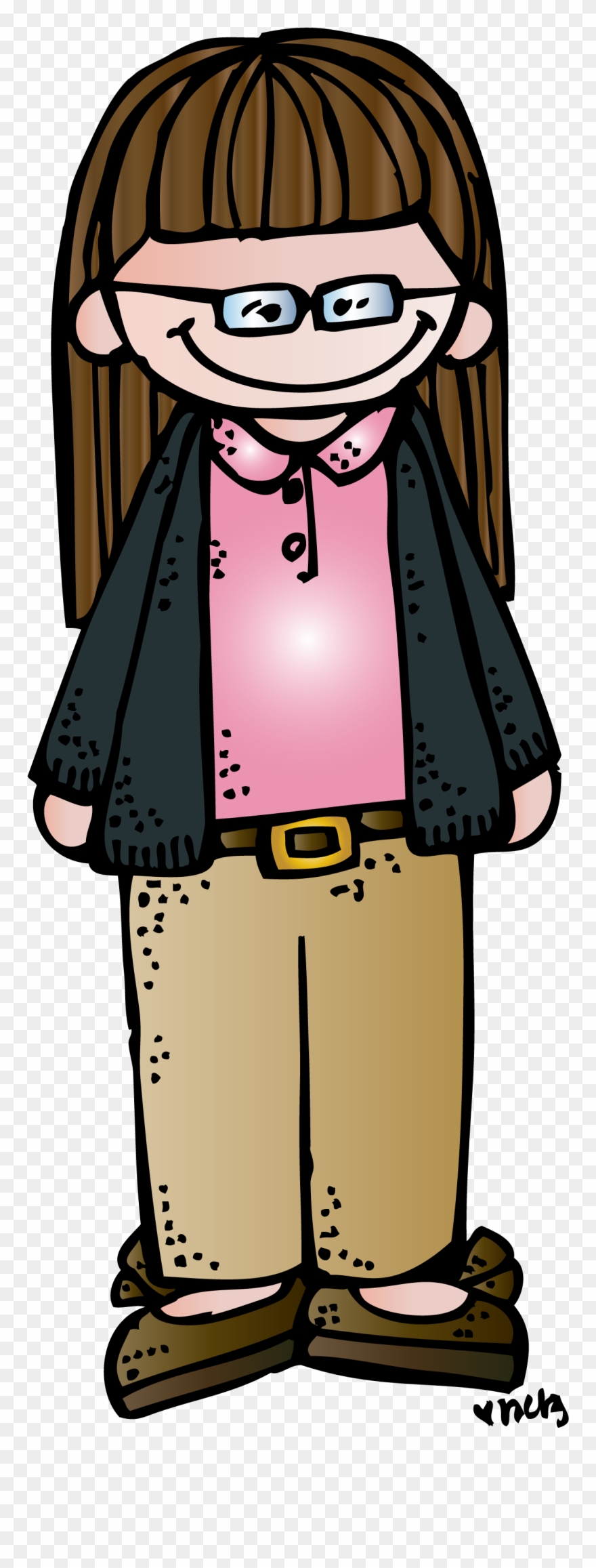 Kids Scrapbook, Educlips, Happy Kids, Girls With Glasses, - Melonheadz Teacher With Glasses - Png Download