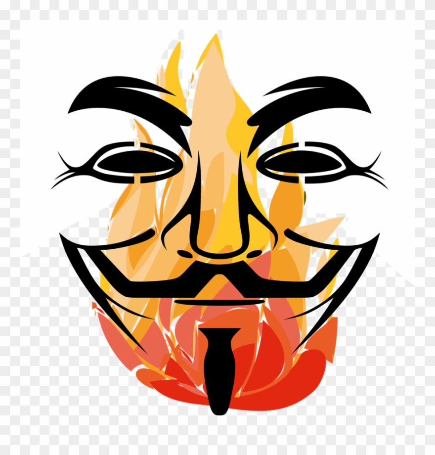 Anonymous Mask T Shirt Clipart T-shirt Guy Fawkes Mask - Anonymous Mask On Fire - Png Download