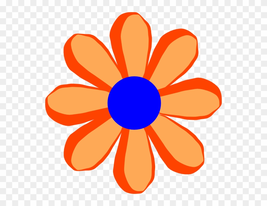 Flower Cartoon Orange Clip Art At Clipart Library - Orange Flower Cartoon - Png Download