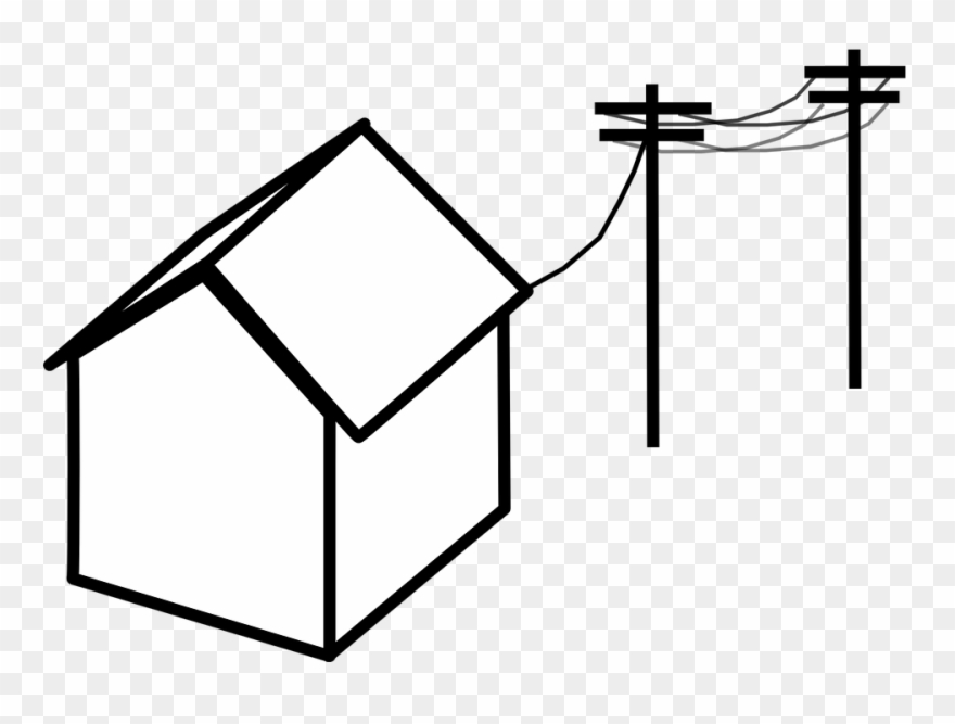 Electricity Cables - Power Lines To House Clipart