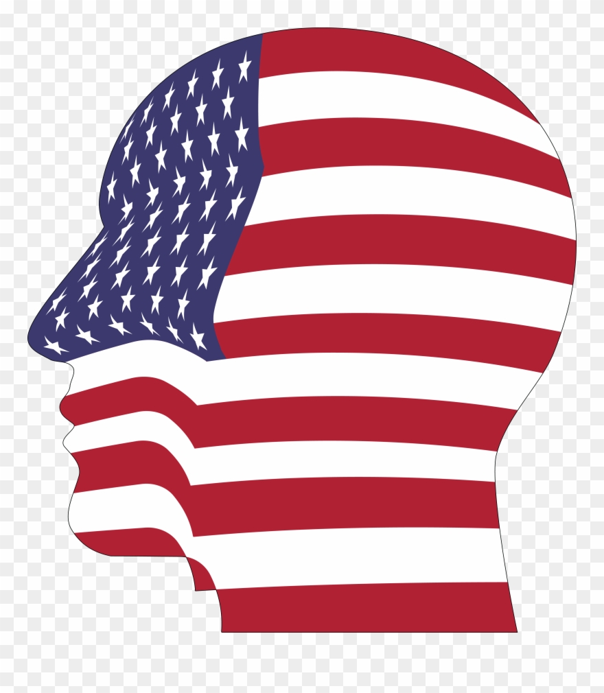 Free Clipart Of A Profiled Head With An American Flag - American Flag Banner - Png Download