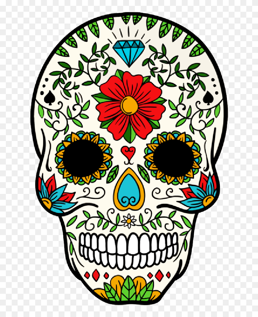 Calavera T-shirt Day Of The Dead Skull Art - Day Of The Dead Skeleton Skull Clipart