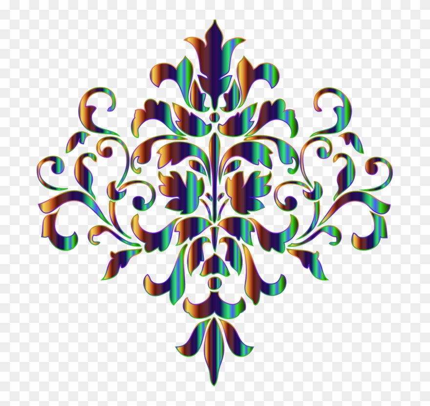 Damask Stencil Designs Ornament Textile - Damask Png Clipart