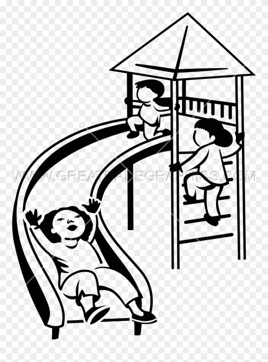Children Slide Production Ready Artwork For T Shirt - Cartoon Slide Black And White Clipart