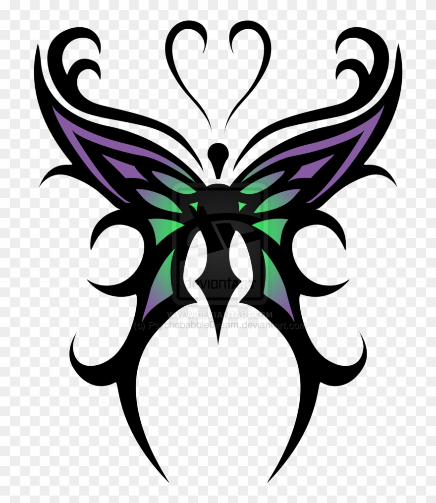 Butterfly Design Clipart Transparent Background - Tribal Butterfly Tattoo Designs - Png Download