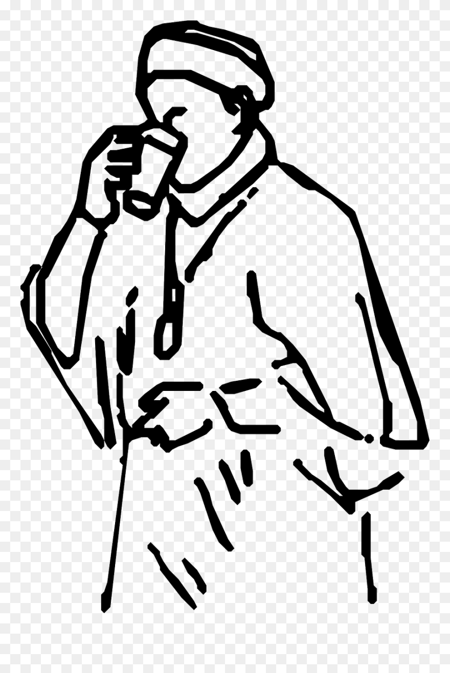 Drawing T-shirt Silhouette Download Line Art - Gambar Sketsa Orang Minum Kopi Clipart