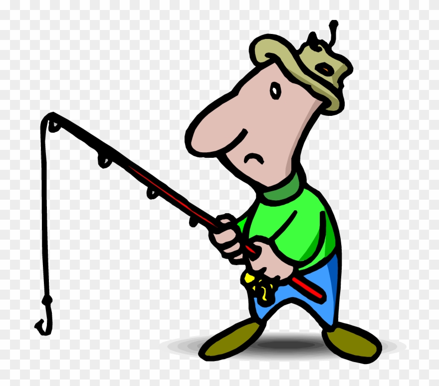 The Popcorn Reader - Fishing Man Cartoon Png Clipart