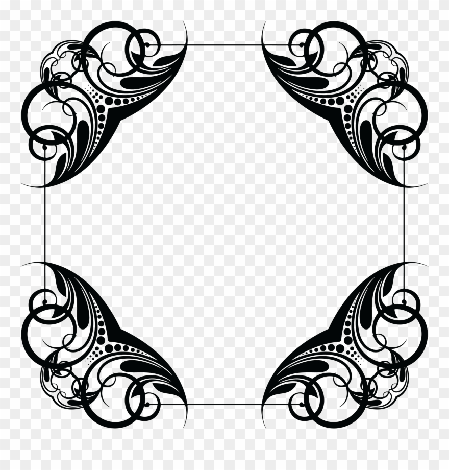 Free Clipart Of A Frame Design Element - Line Art Corner Design - Png Download