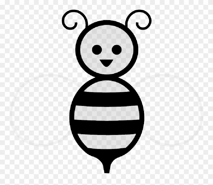 Shapes Clipart Cute - Black And White Cartoon Bees - Png Download