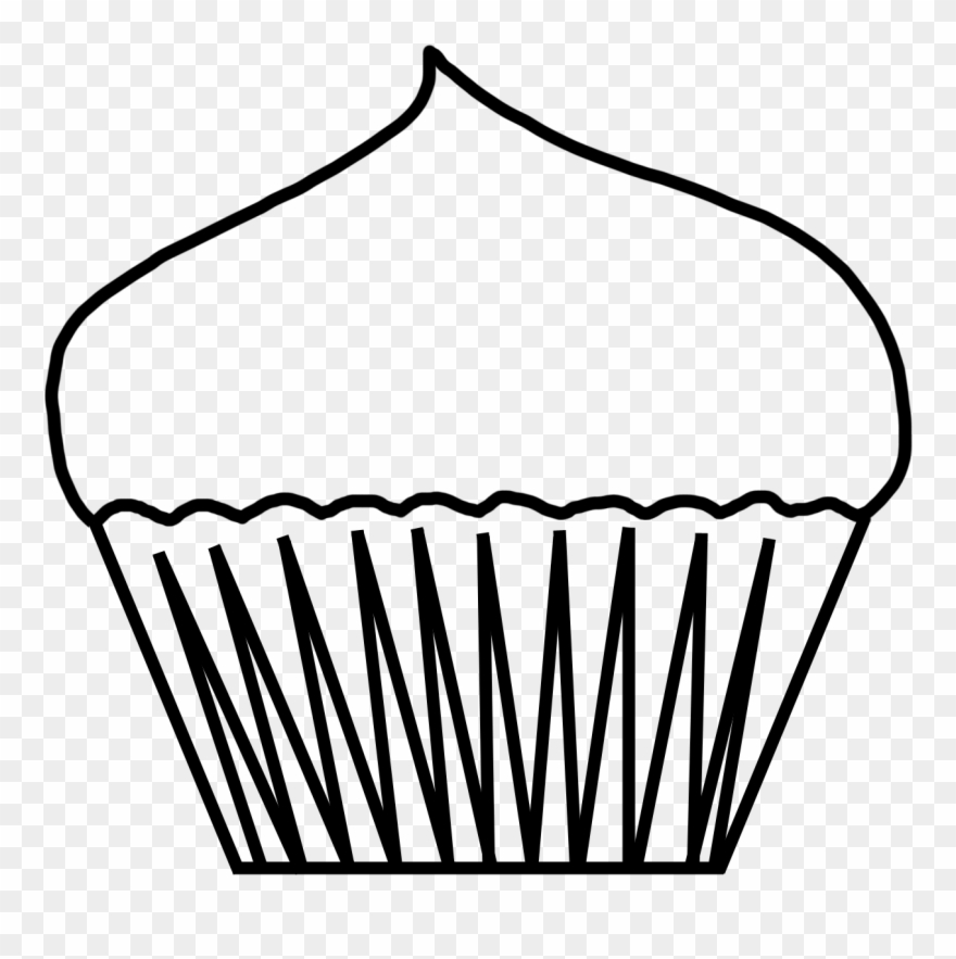 Cupcake - Outline - Clipart - Black - And - White - Blank Cupcake Coloring Pages - Png Download
