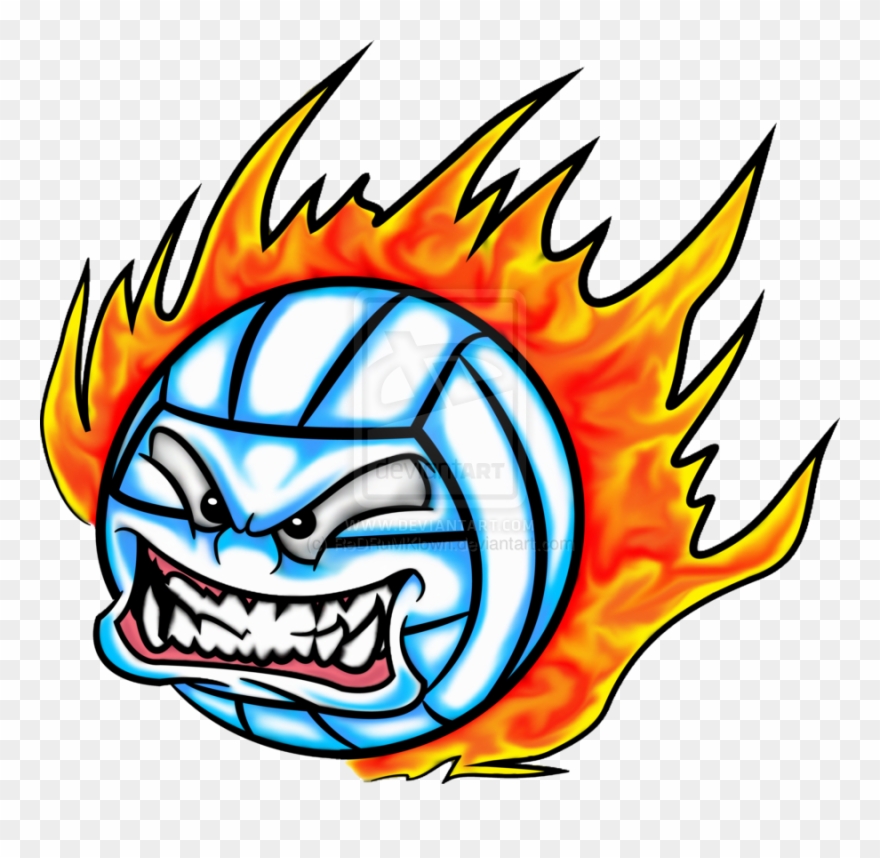 Clip Art On Fire - Volleyball On Fire Png Transparent Png