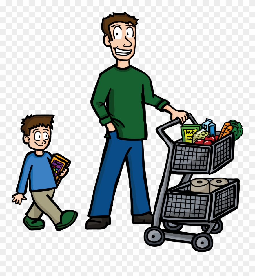 Clip Transparent Library Buy Clipart Food Shopping - Father Buying Foods Clip Art - Png Download