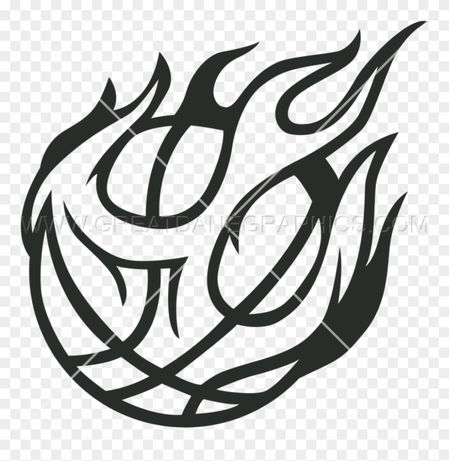 Bad Weather Clipart - Basketball On Fire Drawing - Png Download
