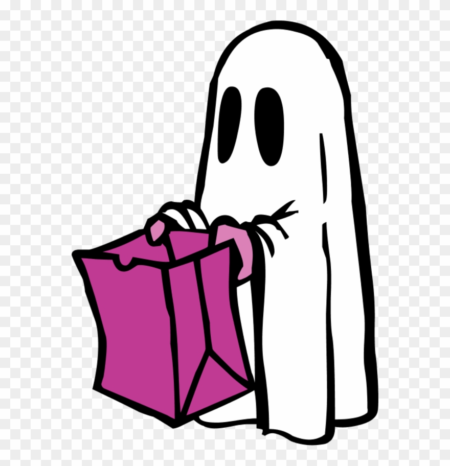 Ghost With Bag Colour - Please Take One Halloween Sign Printable Clipart