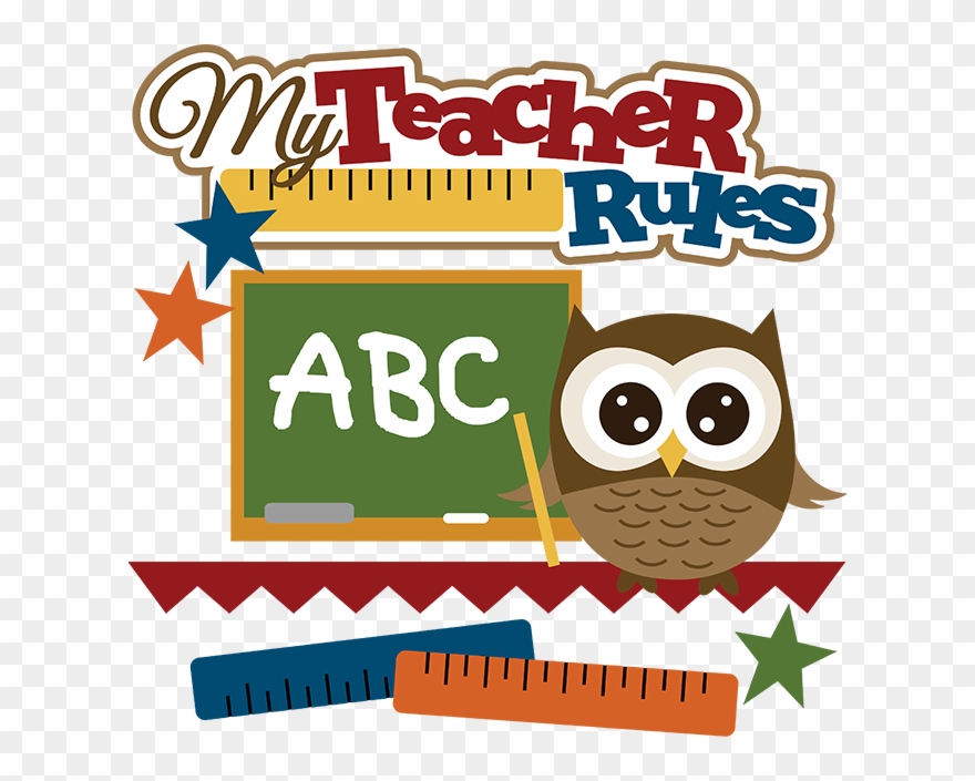 My Teacher Rules Svg School Svg File Owl Svg Files - Cute Owl Cartoon Teacher Clipart