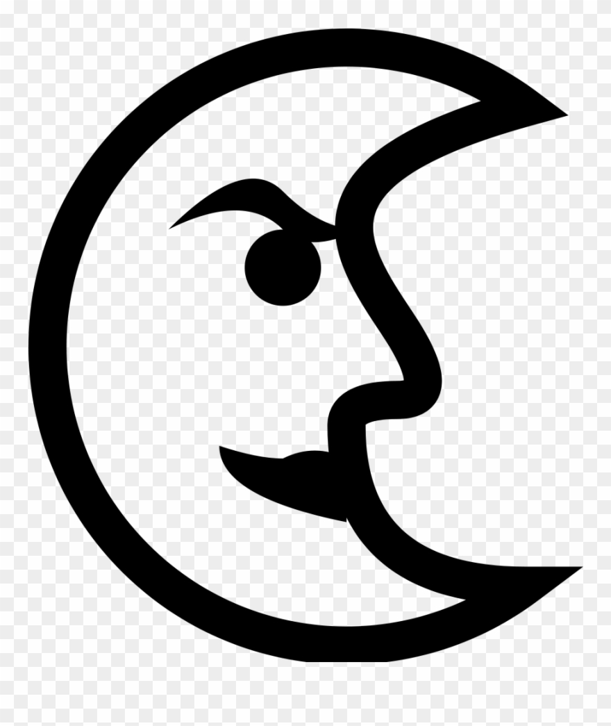 Last Quarter Moon With Face - Last Quarter Moon Drawing Clipart
