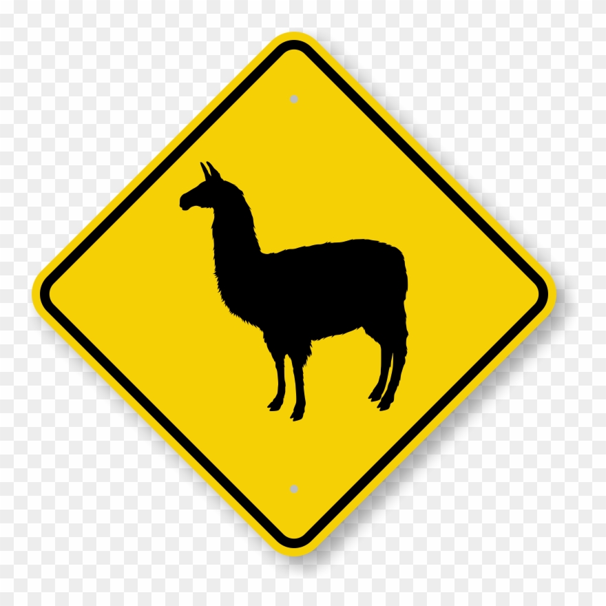 Alpaca Crossing Sign - Slow Down Clipart