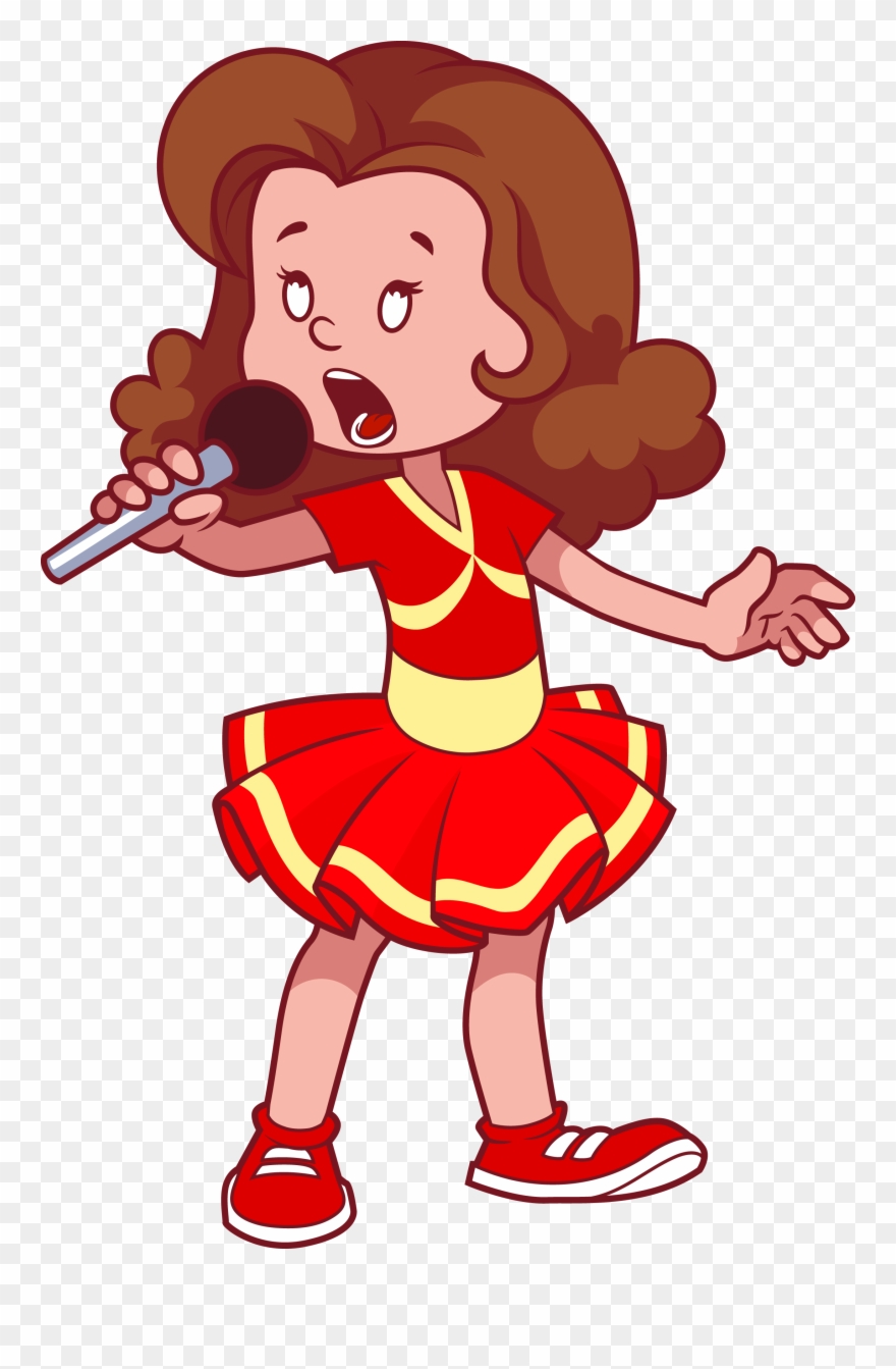 Clip Freeuse Download Cartoon Singing Girl Clip - Singing Girl Cartoon - Png Download
