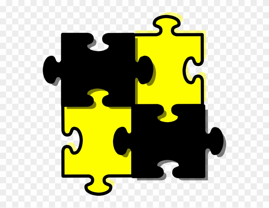 Puzzle Pieces Connected X4 - Black And White Puzzle Clipart - Png Download