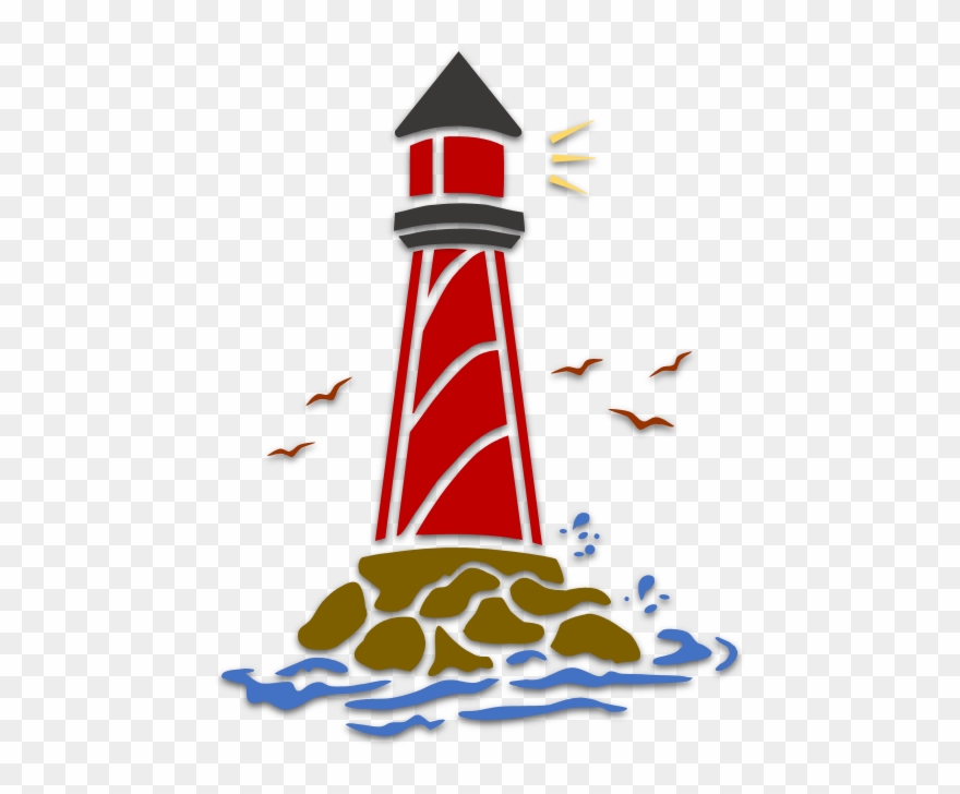 Miscellaneous Clipart Art & Islamic Graphics Casa De - Lighthouse With Rocks Stencil - Png Download