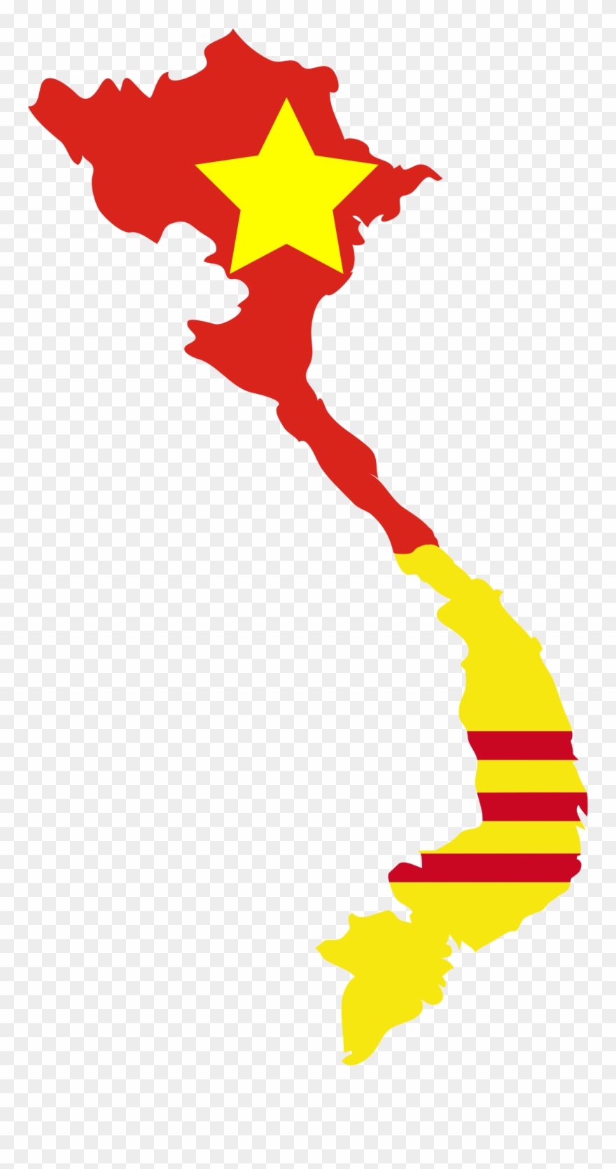 North And South Vietnam Being Communist Capitalist - Vietnam War Flag Map Clipart