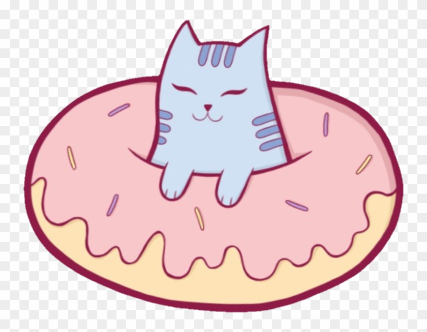 Neko Donut Yum Cute Sweet Kittylove Kitty Food Kitten - Adelayde Cat Donut Pocket Mirror Clipart