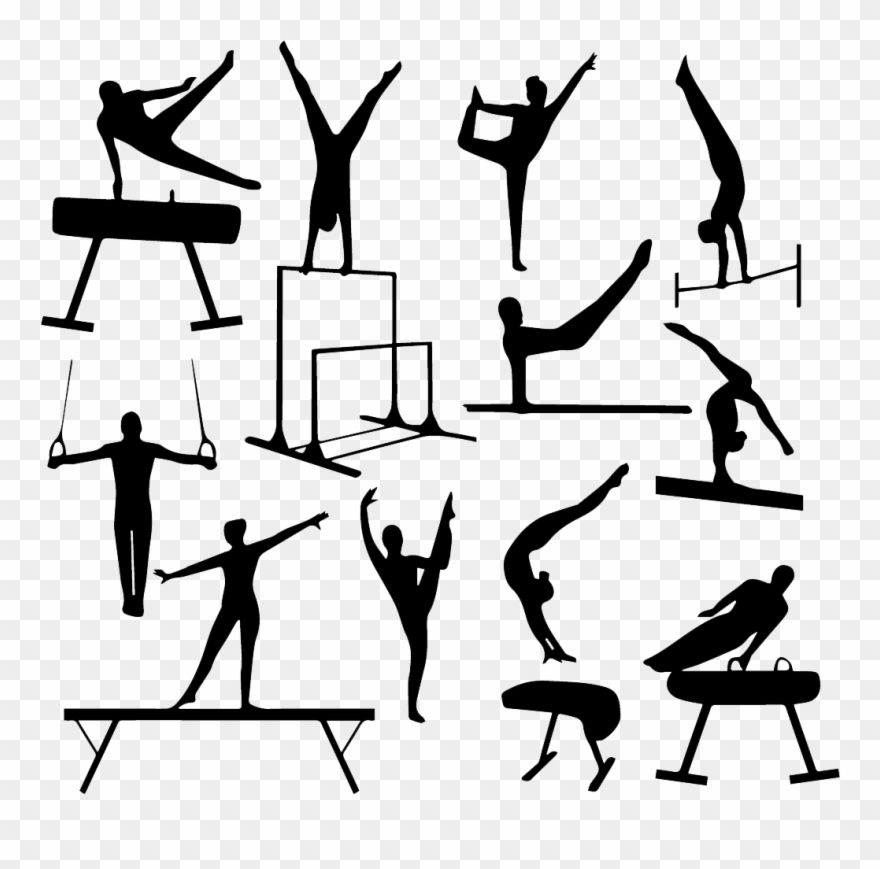 Gymnastics Silhouette Vault Clip Art - Gymnastics Silhouette Vault - Png Download